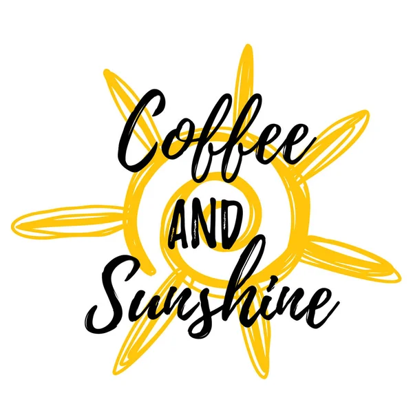 Kaffee und Sonnenschein. Plakat mit gelbem Fleck auf dem Hintergrund. Guten Morgen Konzept — Stockvektor