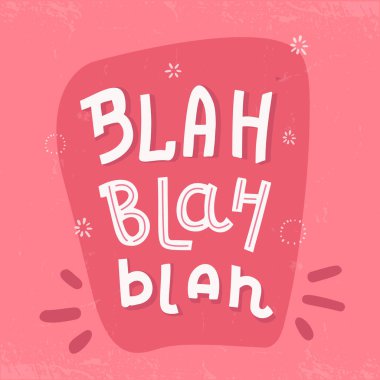 Blah tipografi poster, tişört, pembe arka plan yazma