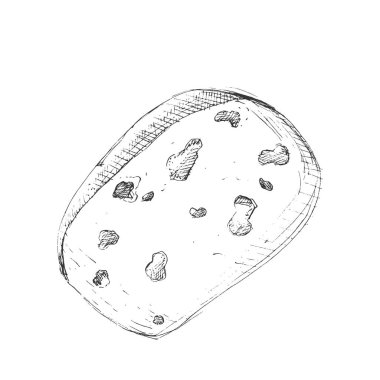 Dor Blu beyaz zemin üzerine peynir süt ürünleri göl kenarında simge kroki. Logo, restoran menü, yemek tarifi kitabı için kullanılabilir.