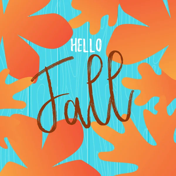 Баннер Hello Fall с разноцветными листьями. Векторный дизайн для продвижения на продажу — стоковый вектор