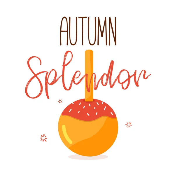Herfst pracht offerte met karamel apple - inspirerende citaat. — Stockvector