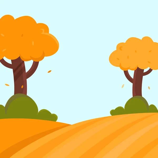 Otoño paisaje plano vector ilustración con árboles y arbustos y lugar para el texto . — Vector de stock