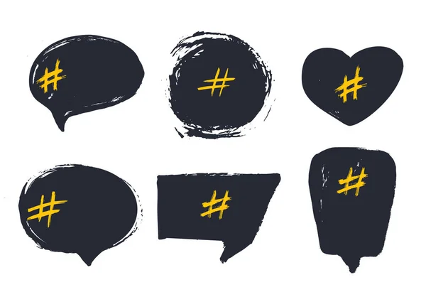 Leere Blasenbanner mit Hashtags. trendiges Design für junge Slang-Wörter. Vektorillustration — Stockvektor