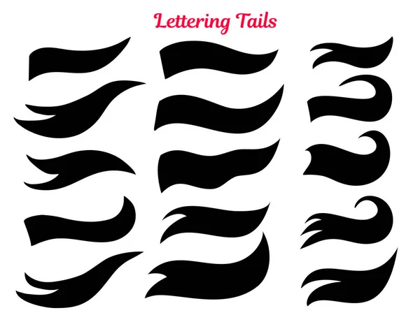 American college Tail swooshes Typographie Éléments pour un design rétro — Image vectorielle