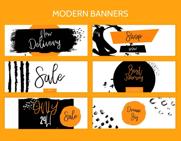 Moderne minimale Grunge-Stil horizontale Banner-Vorlage, kann für Infografiken, Social Media Promotion oder Website-Layout-Vektor verwendet werden — Stockvektor