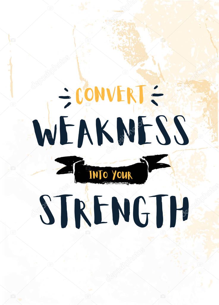 Gym Inspiring Creative Motivation Quote Template about strength. Vector Typography Banner Design Concept On Grunge Texture