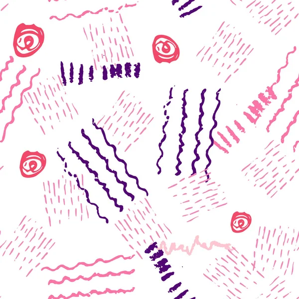 Scribble crayon bébé motif sans couture. Peinture de forme abstraite audacieuse — Image vectorielle