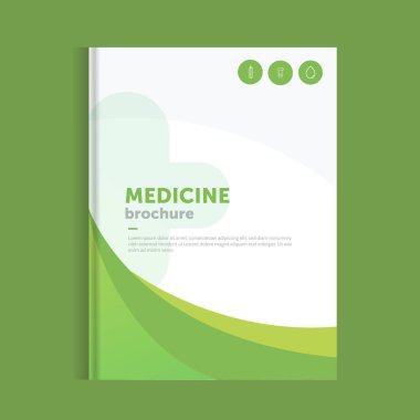 Mavi tıp broşür anahat simgeleri ile reklam için. Sağlık düzen kavramı