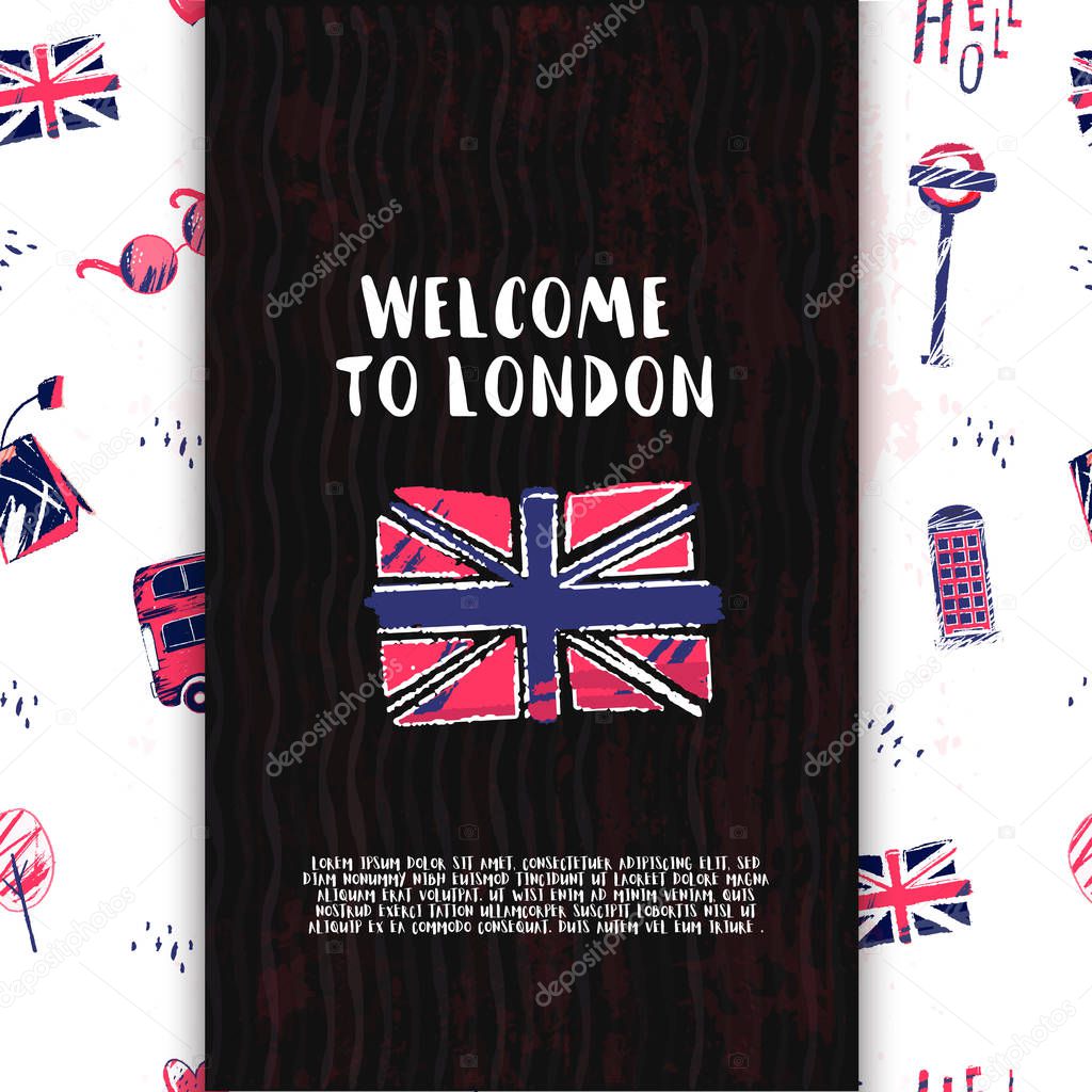 English club banner set with britain flag. UK vector study concept