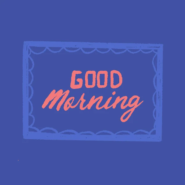 Goedemorgen poster in het frame. Goede start van het concept van de dag op blauwe achtergrond. Minimale concept — Stockvector