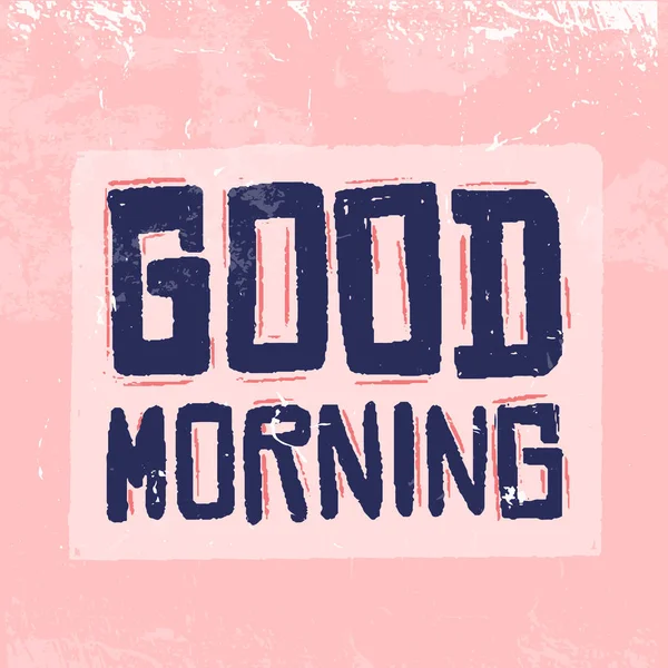 Good Morning grunge poster dengan huruf kuning. Desain vektor sarapan - Stok Vektor