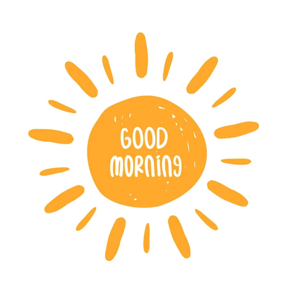 God morgon affisch med solen. Bra start av dagen konceptet på vit bakgrund. Minimal koncept — Stock vektor