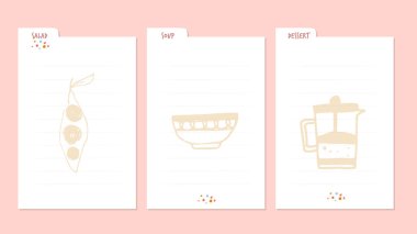 Modern Recipe kart anında baskı yemek kitabı için şablon. Menü Creator Vector Illustration. Mutfak gıda şablonu