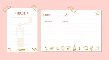 Yemek kitabı için modern Recipe kart şablonu. Menü Creator Vector Illustration. Mutfak gıda şablonu