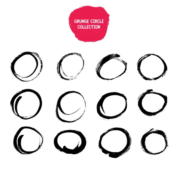 Czarny okrąg ręcznie rysowane zestaw. Wektor izolowane okrągłe Doodle projektu. Rysunek odręczny. — Wektor stockowy