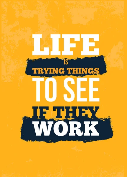 Az élet próbál dolgokat árajánlatot. Motivációs falművészet a sárga háttér. Inspiráló plakát, a siker fogalma. Életmódi tanácsok — Stock Vector