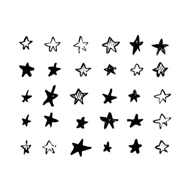 Grunge yıldız vektör tasarımı. İzole damga şekli, tasarımınız için fırça tektürü