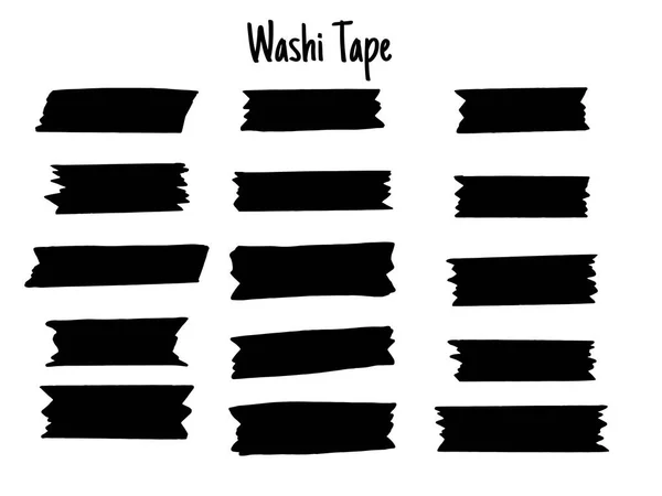 Conjunto de cinta Washi moderna. Colección Scrapbooking, banderas fronterizas aisladas en blanco — Vector de stock