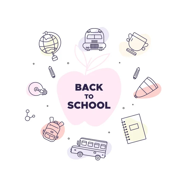 Back to school banner, simple design for any purposes. Study concept. Creative sale promotion vector element. Colorful line background — Stock Vector