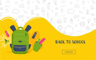 Geri okul afiş, herhangi bir amaç için basit tasarım. Çalışma konsepti. Yaratıcı satış promosyon vektör unsuru. Renkli çizgi arka planı