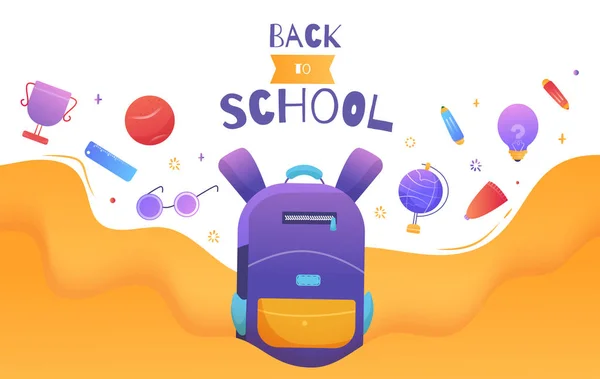 Modern Back to school banner, desain sederhana untuk tujuan apapun. Belajar konsep. Elemen vektor promosi penjualan kreatif. Latar belakang berwarna - Stok Vektor