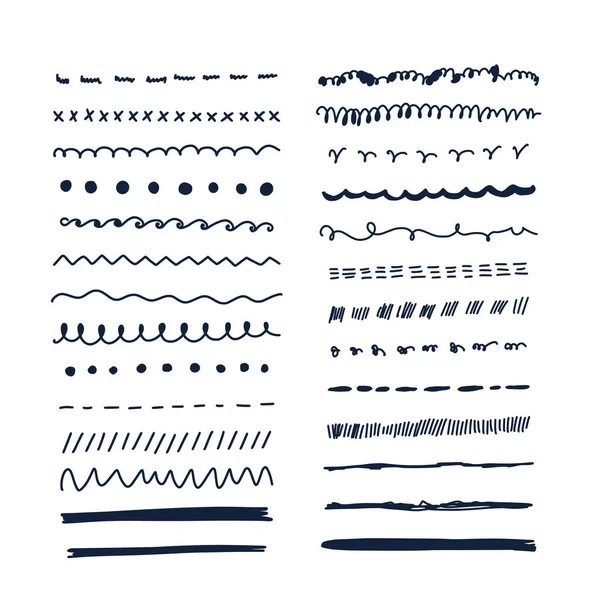 vector doodle line set with sketch scribble decoration. Simple brush stroke collection