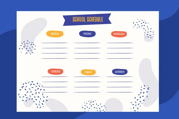 Abstract School schedule design template with patterns. Vector template. Calendar Daily planner. Paper sheet. — Stock Vector