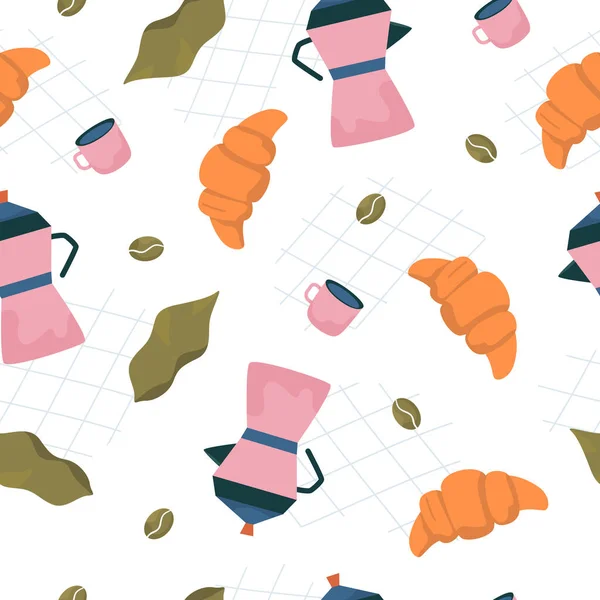 Бесшовный кофе шаблон в модном минималистическом стиле, геометрические обои ресторан, эспрессо фон — стоковый вектор