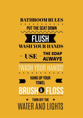 Banyo baskısı tasarımı, A4 formatında tuvalet dekorasyonu, tuvalet illüstrasyonu, yaratıcı pankart.