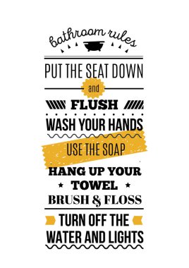 Banyo baskısı tasarımı, A4 formatında tuvalet dekorasyonu, tuvalet illüstrasyonu, yaratıcı pankart.