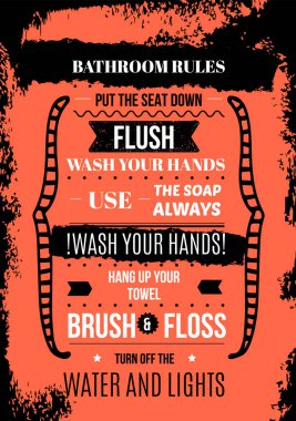 Banyo baskısı tasarımı, A4 formatında tuvalet dekorasyonu, tuvalet illüstrasyonu, yaratıcı pankart