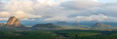 Panorama of the Glasshouse Mountains, Sunshine Coast, Queensland, Australia, From Wild Horse Mountain clipart
