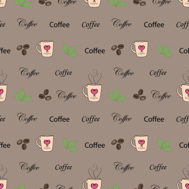 Vektör Kahverengi Sevgi Kahve ve Kek Koleksiyonu Kusursuz tekrarlanmayan bir arka plan