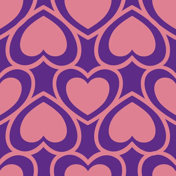 Vector Purple Love Hearts nahtloser Muster-Hintergrund — Stockvektor