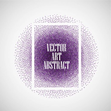 Beyaz çerçeveli beyaz arkaplanda soyut mor noktalar. Vektör illüstrasyonu.