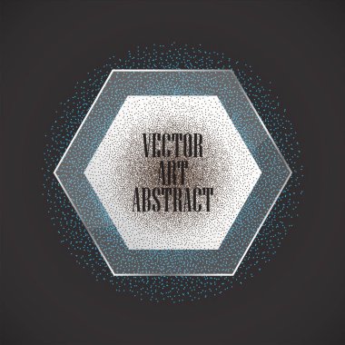 Altıgen çerçevedeki siyah arkaplanda soyut noktalar. Vektör illüstrasyonu.