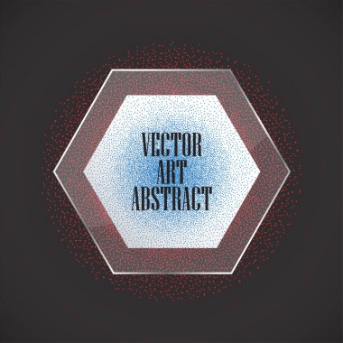 Altıgen çerçevede siyah arkaplanda soyut mavi noktalar. Vektör illüstrasyonu.