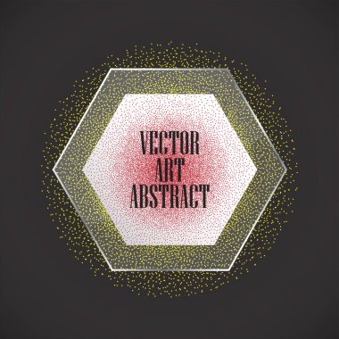 Altıgen çerçevedeki siyah arkaplanda soyut kırmızı noktalar. Vektör illüstrasyonu.