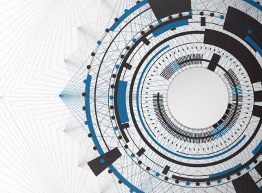 Soyut dijital teknoloji geçmişi. Soyut teknoloji iletişim konsepti. Çeşitli teknoloji elementleri. Vektör illüstrasyonu.