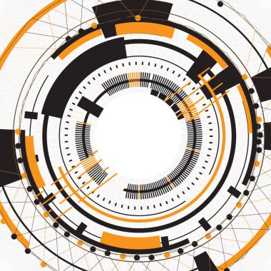 Soyut dijital teknoloji geçmişi. Soyut teknoloji iletişim konsepti. Çeşitli teknoloji elementleri. Vektör illüstrasyonu.