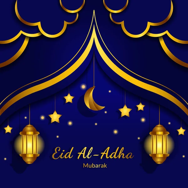 Eid Adha Mubarak Achtergrond Eid Adha Flyer Ontwerp Islamitisch Concept — Stockvector