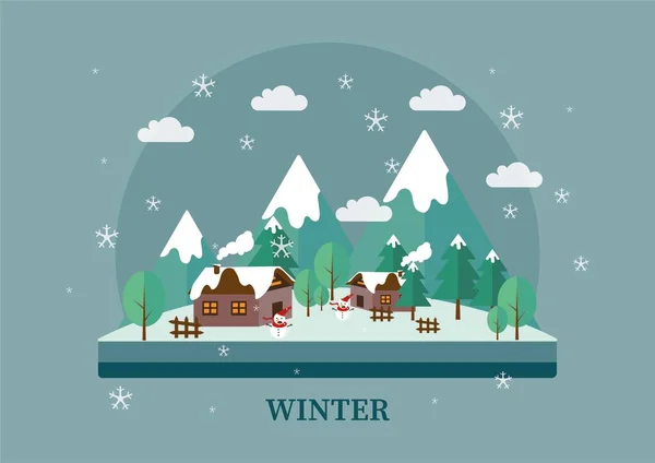 Winter Illustration Card Design Happy Winter Design Concept Fit Winter — Stock Vector