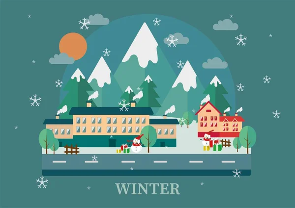 Winter Illustration Card Design Happy Winter Design Concept Fit Winter — Stock Vector