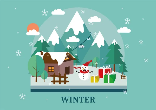 冬季插画卡片的设计 宜人的冬季设计理念适用于冬季及新年主题 — 图库矢量图片
