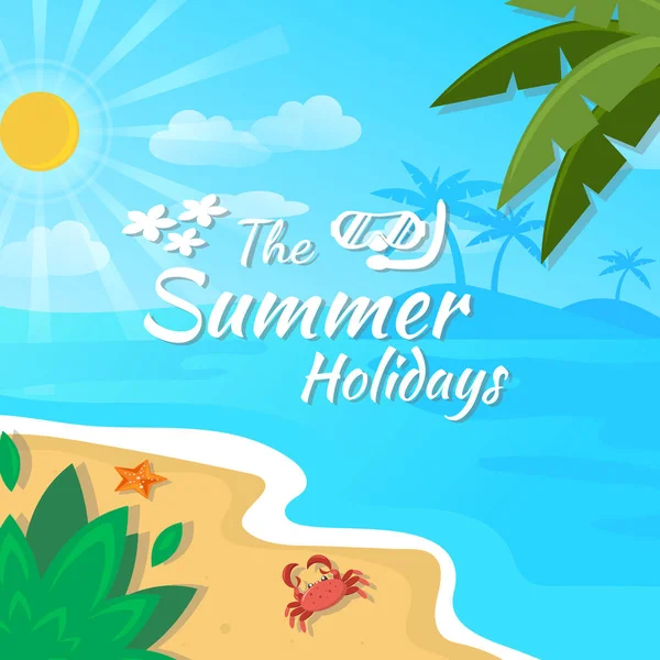 Hallo Sommer Flachen Design Hintergrund Sommer Vektor Illustration Banner Design — Stockvektor