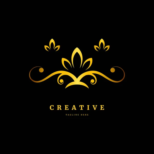 ベクトルの葉黄金の形のロゴ アブストラクトエンブレム デザインコンセプト テンプレートのロゴタイプ要素 — ストックベクタ
