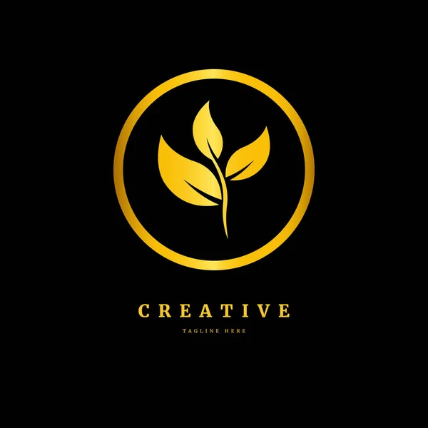 Nature Logo Floral Logo Concept Vector Abstract Emblem Outline Monogram — Stock Vector