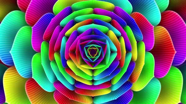 Colorful Animation Abstract Multicolored Rose Dynamic Animation Color Gradients Circulating — Stock Video