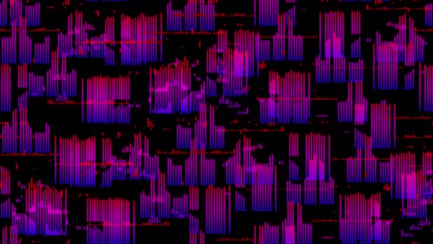 Une Pile Nombreux Fragments Égaliseur Rayures Vibrantes Roses Violettes Sur — Video