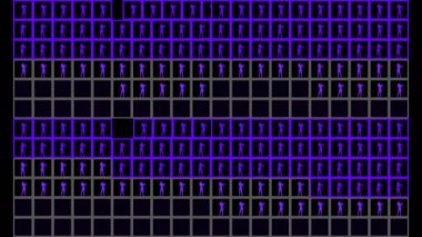 Hücre grupları - etkili. Bu figür bir kemancı. Karelerin dinamik kontrastlı animasyonu, dijital pikseller. Konserler, gösteriler, disko partileri, müzik videoları için kullanılabilir